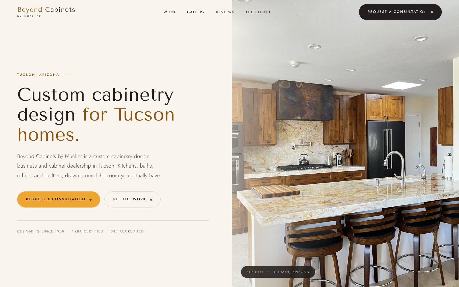 The new Beyond Cabinets by Mueller homepage concept