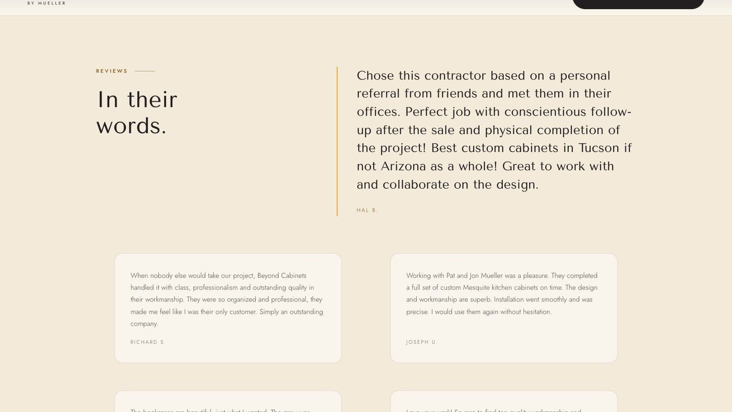 The reviews section of the new homepage