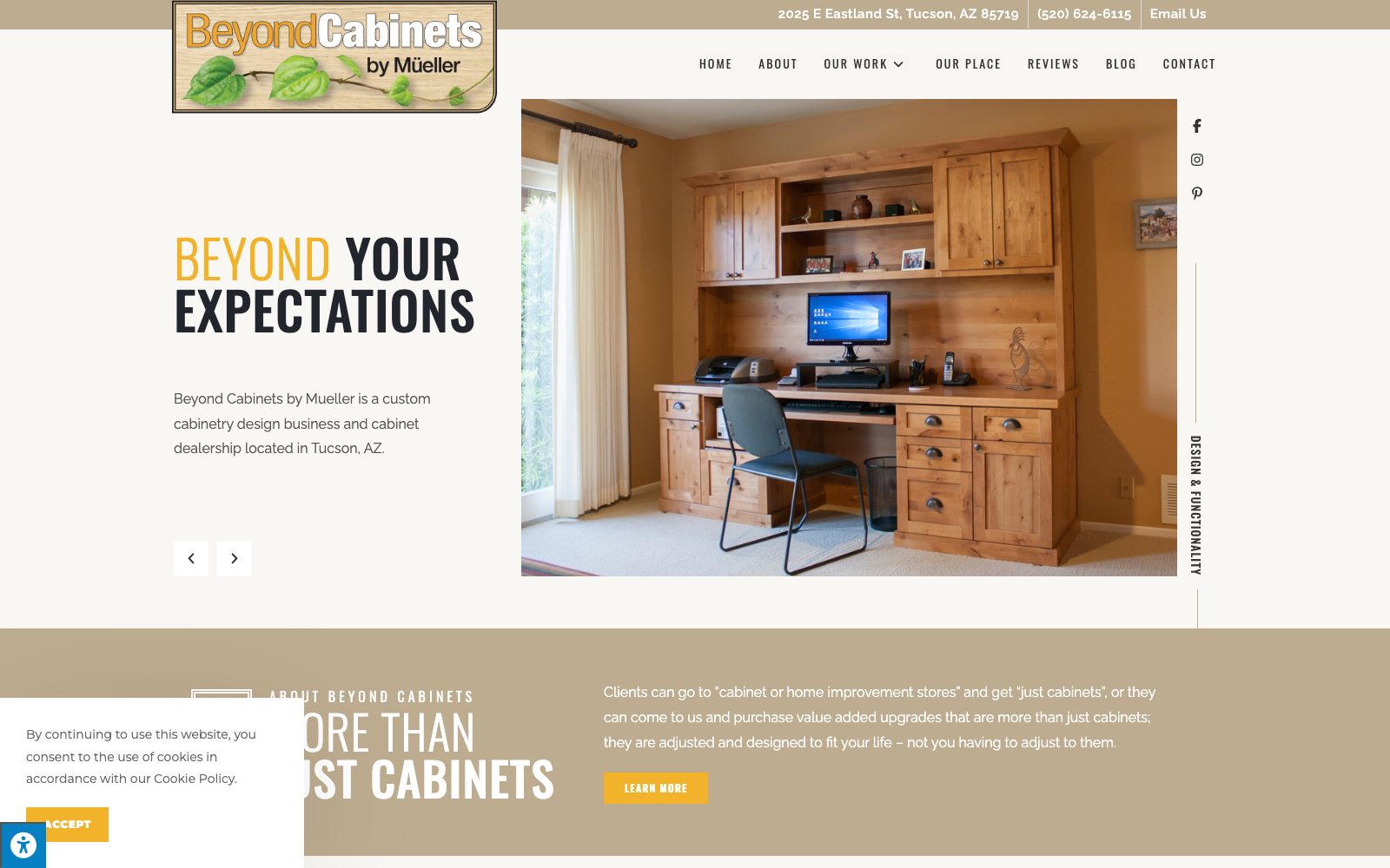 The current beyondcabinets.com homepage